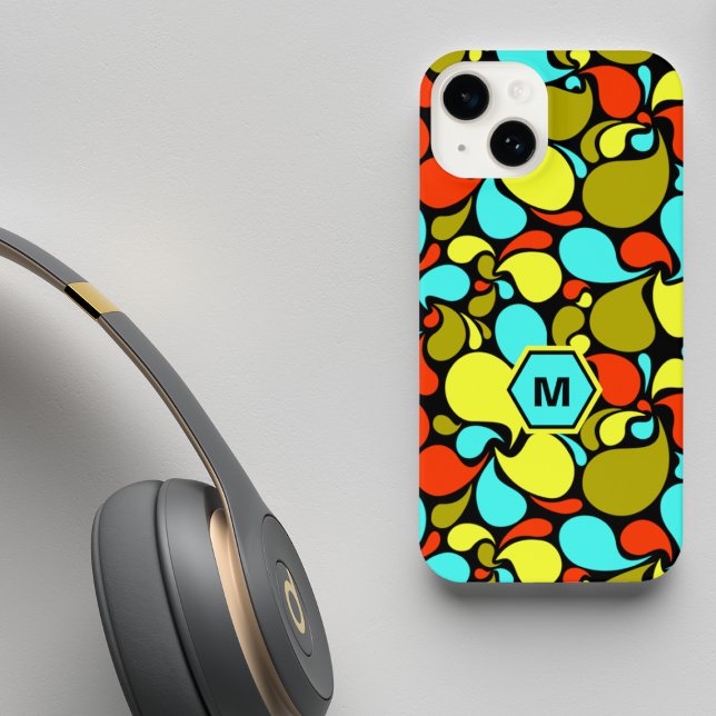 Funda Para iPhone Monograma de Pop Art Paisley (Subido por el creador)