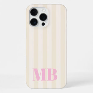 Funda Para iPhone 16 Pro Max Monograma de rayas retro minimalista