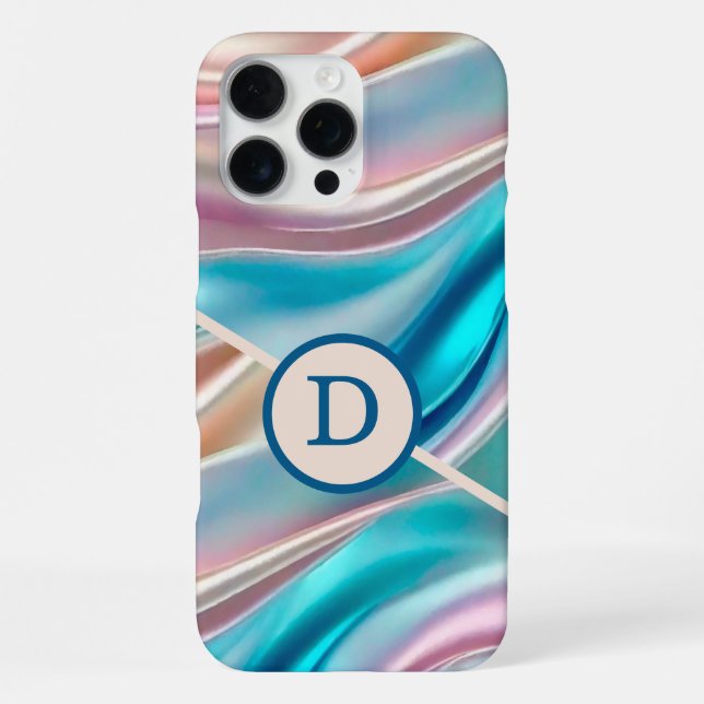 Funda Para iPhone Monograma de seda de lujo (Reverso )