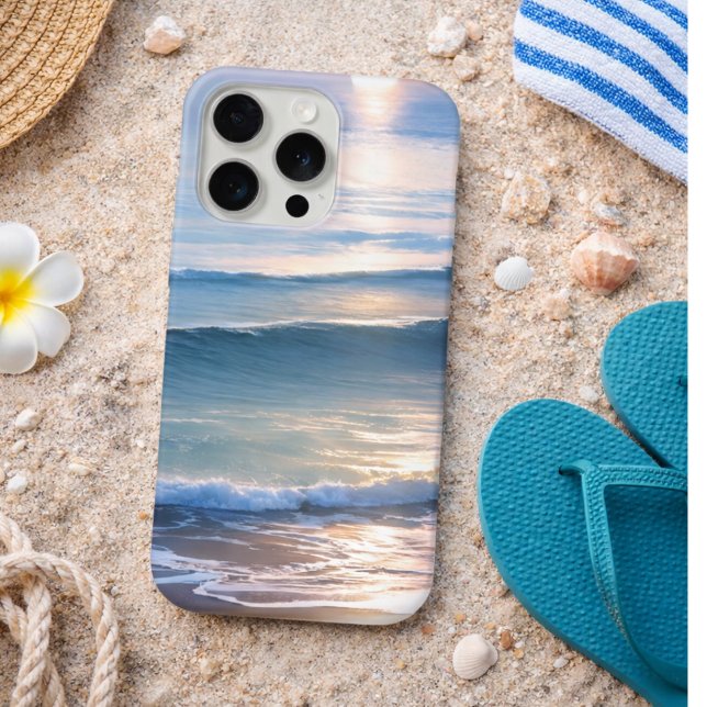 Funda Para iPhone Monograma de sol y olas de playa  (Subido por el creador)
