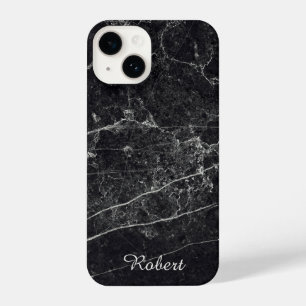Funda Para iPhone 14 Monograma de textura de mármol negro