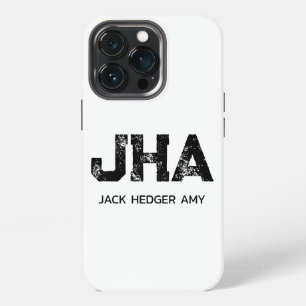 FUNDA PARA iPhone 13 PRO MONOGRAMA DE TRES LETRAS NEGRO MINIMALISTA NOMBRE