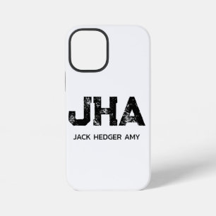 FUNDA PARA iPhone 12 MINI MONOGRAMA DE TRES LETRAS NEGRO MINIMALISTA NOMBRE