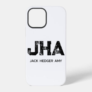 FUNDA PARA iPhone 12 PRO MONOGRAMA DE TRES LETRAS NEGRO MINIMALISTA NOMBRE