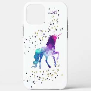 Funda Para iPhone 12 Pro Max Monograma de Unicornio Morado