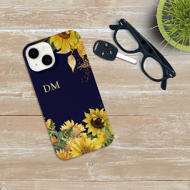 Funda Para iPhone 14 Monograma del jardín de girasol