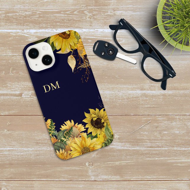 Funda Para iPhone Monograma del jardín de girasol (Subido por el creador)