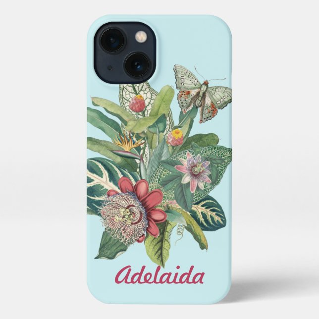 Funda Para iPhone Monograma del paraíso tropical (Reverso )