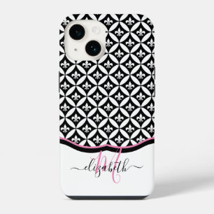 Funda Para iPhone 14 Monograma del patrón de eternidad Fleur de Lis - N