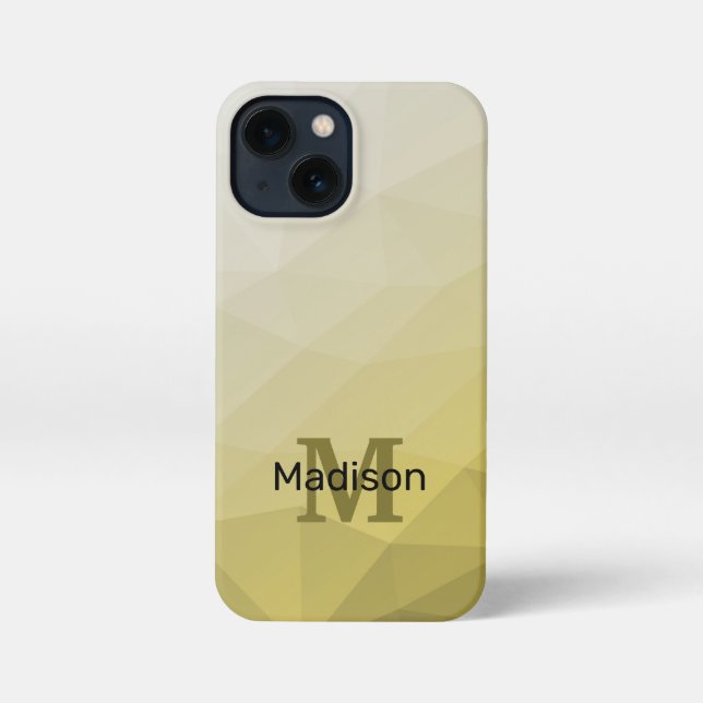 Funda Para iPhone Monograma del patrón de malla gris amarillo oscuro (Reverso )