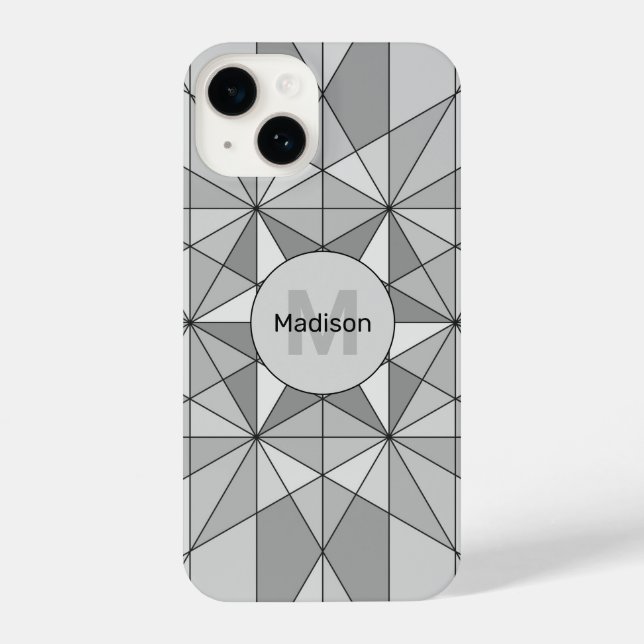 Funda Para iPhone Monograma del patrón de triángulo del mosaico blan (Reverso )