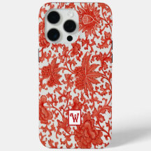 Monograma del patrón floral chino de venado rojo n