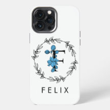 Monograma del Personalizado floral azul - Letra F
