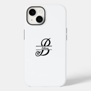 Funda Para iPhone 14 Monograma dividido A-Z negro y blanco