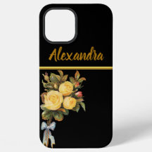 Monograma dorado de la flor rosa amarilla