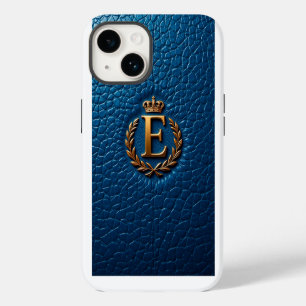 Funda Para iPhone 14 Monograma E Carta Corona de Oro Real Luxe