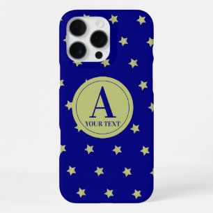 Funda Para iPhone 16 Pro Max Monograma elegante con patrón de estrellas doradas