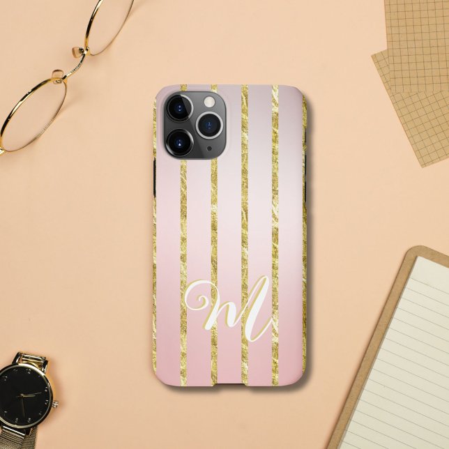 Funda Para iPhone Monograma elegante del patrón Purpurina de oro de  (Subido por el creador)