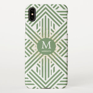 Funda Para iPhone XS Max Monograma elegante del patrón verde