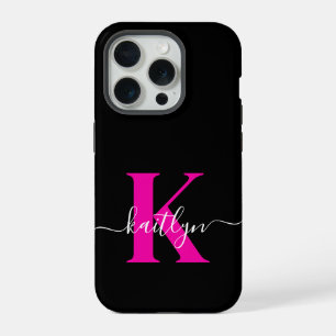 Monograma elegante en negro y rosa intenso con let