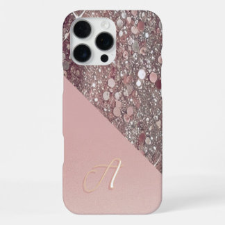 Funda Para iPhone 16 Pro Max Monograma Elegante en Oro Rosa