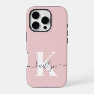 Funda Para iPhone 16 Pro Monograma elegante en rosa y gris