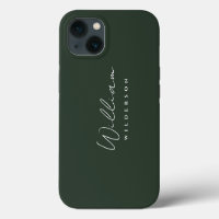 Monograma elegante minimalista bosque verde oscuro