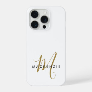 Monograma elegante moderno en oro blanco con letra