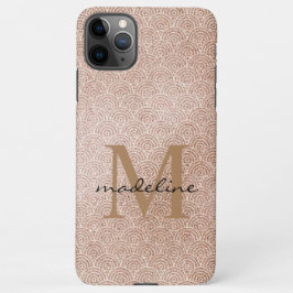 Funda Para iPhone 11Pro Max Monograma elegante oriental de moda Rosa Oro