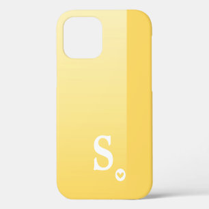 Funda Para iPhone 12 Monograma Femenina Corazón Amarillo Simple Moderno