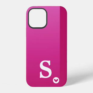 Funda Para iPhone 12 Monograma Femenino Corazón Púrpura Simple Moderno