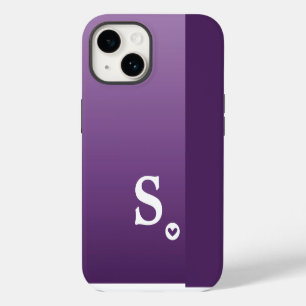 Funda Para iPhone 14 Monograma Femenino Corazón Púrpura Simple Moderno