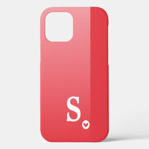 Funda Para iPhone 12 Monograma Femenino Corazón Rojo Simple Moderno Chi