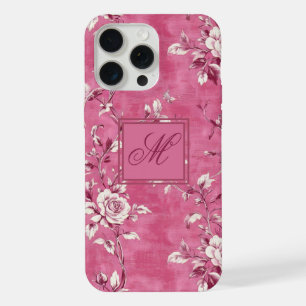 Monograma floral de rosa vintage rosa