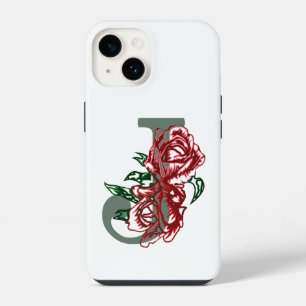 Funda Para iPhone 14 Monograma floral J letra mayúscula