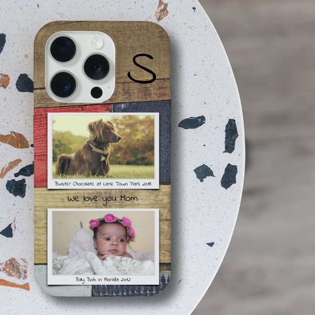 Funda Para iPhone Monograma Foto Grano de madera (Subido por el creador)