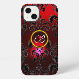 MONOGRAMA GEM DAMASK Rojo Burdeos Negro