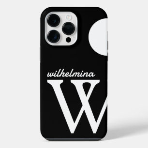 Funda Para iPhone 14 Pro Max Monograma gigante Blanco y negro simple