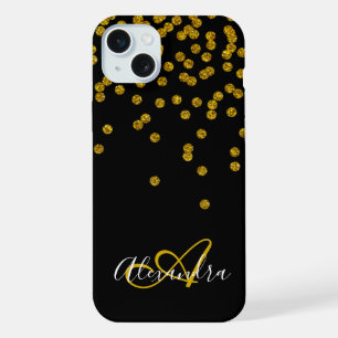 Monograma Glam de Letra Cursiva con Brillo de Oro 
