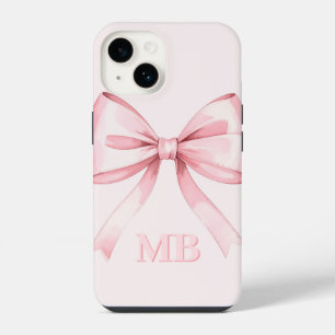 Funda Para iPhone 14 Monograma Inicial de Arco Rosa Moderno