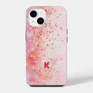 Funda Para iPhone 14 Monograma Inicial de Confeti Mágico Personalizado