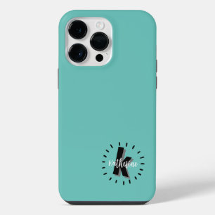 Funda Para iPhone 14 Pro Max Monograma Inicial de Nombre Simple Lindo