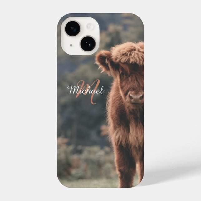 Funda Para iPhone Monograma inicial de ternera bovina de montaña de  (Reverso )