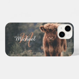 Funda Para iPhone 14 Monograma inicial de ternera bovina de montaña de