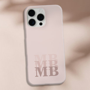 Funda Para iPhone 16 Pro Max Monograma Inicial Minimalista Moderno Rosa Beige