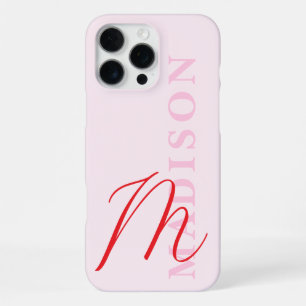 Funda Para iPhone 16 Pro Max Monograma Inicial Minimalista Rosa Moderno