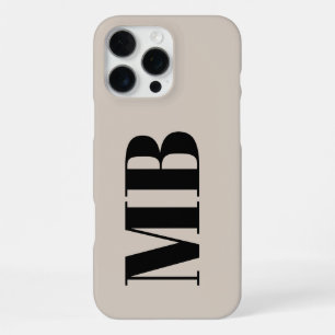 Funda Para iPhone 16 Pro Max Monograma Inicial Negrita Minimalista Moderna Beig