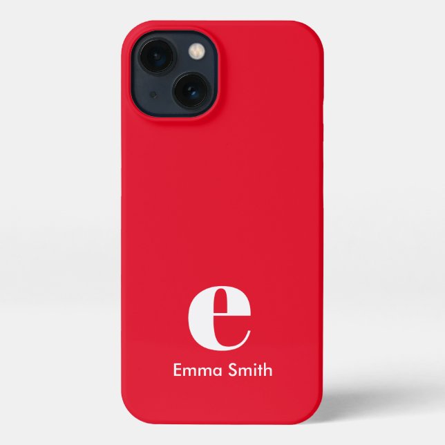 Funda Para iPhone Monograma inicial rojo simple moderno (Reverso )