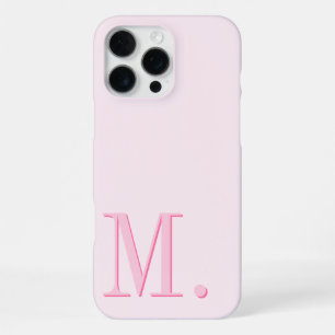 Funda Para iPhone 16 Pro Max Monograma Inicial Rosa Moderno Minimalista