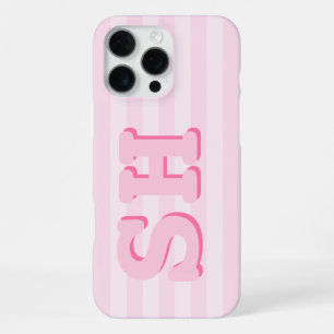 Funda Para iPhone 16 Pro Max Monograma inicial rosado simple